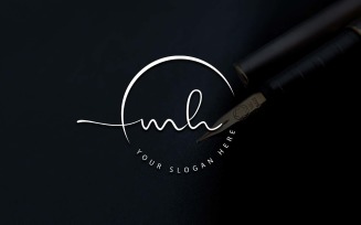 Calligraphy Studio Style MH Letter Logo Design