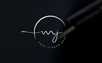 Calligraphy Studio Style MJ Letter Logo Design