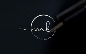 Calligraphy Studio Style MK Letter Logo Design