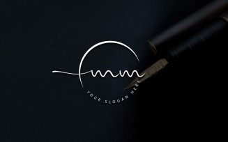 Calligraphy Studio Style MM Letter Logo Design
