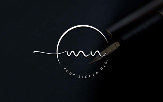 Calligraphy Studio Style MN Letter Logo Design