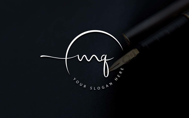 Calligraphy Studio Style MQ Letter Logo Design Logo Template