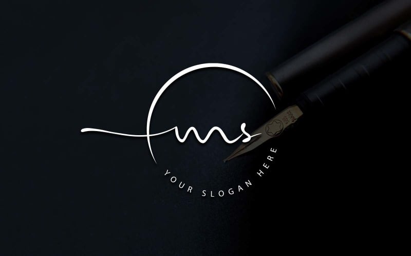 Calligraphy Studio Style MS Letter Logo Design Logo Template