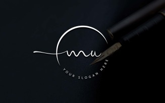 Calligraphy Studio Style MU Letter Logo Design