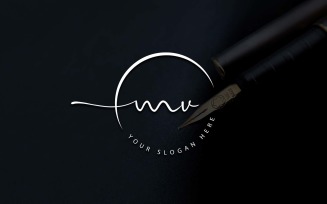 Calligraphy Studio Style MV Letter Logo Design