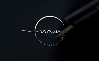 Calligraphy Studio Style MW Letter Logo Design