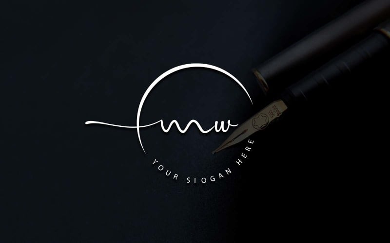 Calligraphy Studio Style MW Letter Logo Design Logo Template
