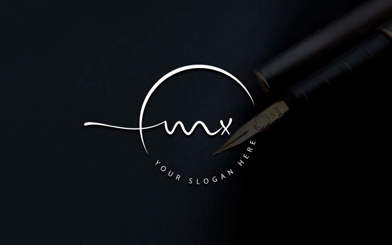 Calligraphy Studio Style MX Letter Logo Design Logo Template