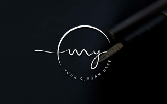 Calligraphy Studio Style MY Letter Logo Design