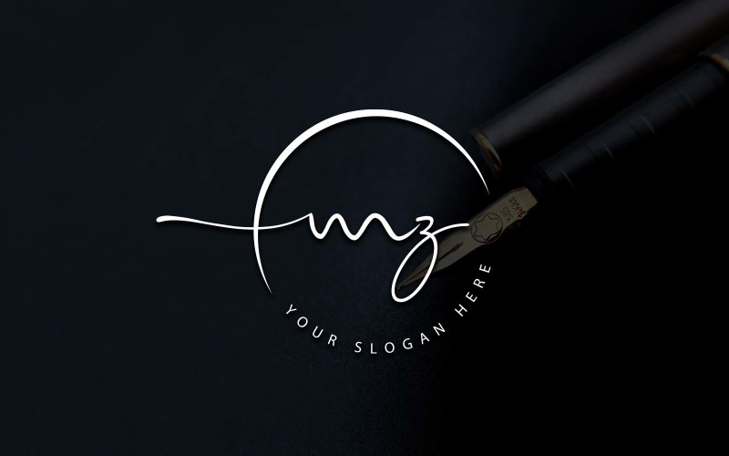 Calligraphy Studio Style MZ Letter Logo Design Logo Template
