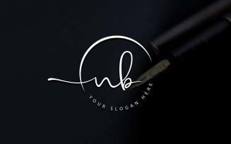 Calligraphy Studio Style NB Letter Logo Design