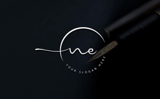 Calligraphy Studio Style NE Letter Logo Design