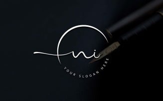 Calligraphy Studio Style NI Letter Logo Design