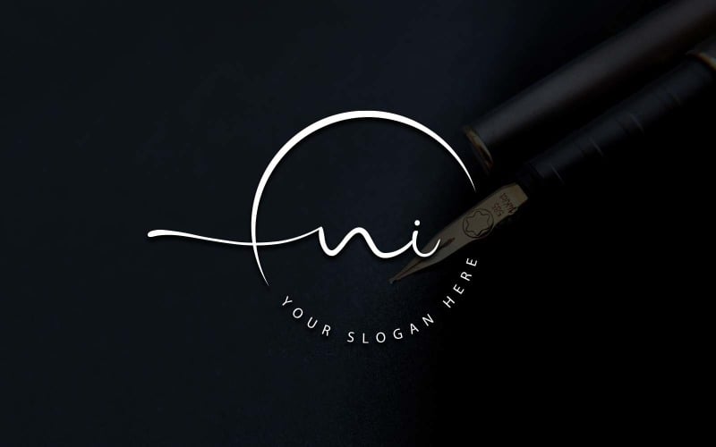 Calligraphy Studio Style NI Letter Logo Design Logo Template