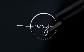Calligraphy Studio Style NJ Letter Logo Design