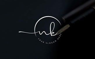 Calligraphy Studio Style NK Letter Logo Design