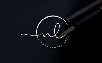 Calligraphy Studio Style NL Letter Logo Design