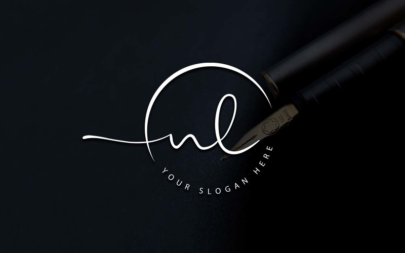 Calligraphy Studio Style NL Letter Logo Design Logo Template