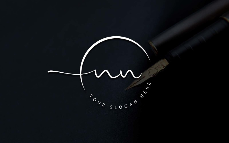 Calligraphy Studio Style NN Letter Logo Design Logo Template
