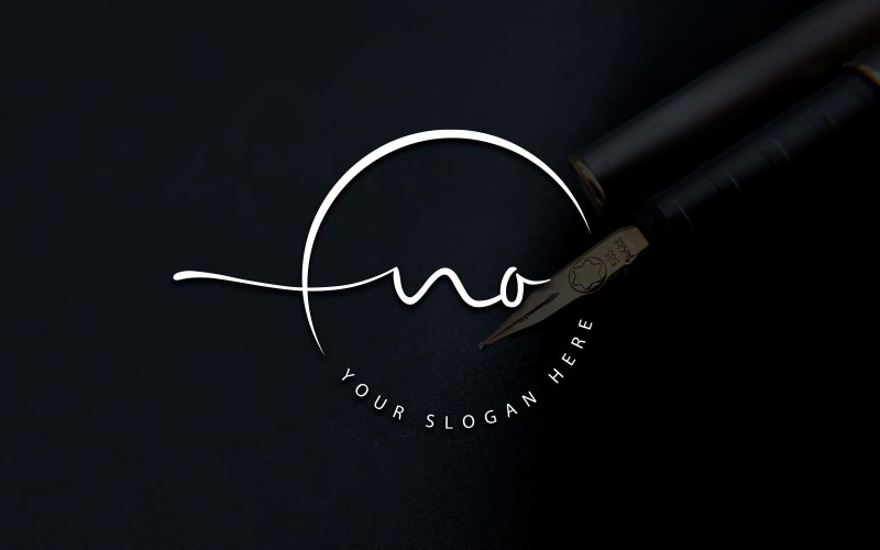 Calligraphy Studio Style NO Letter Logo Design Logo Template