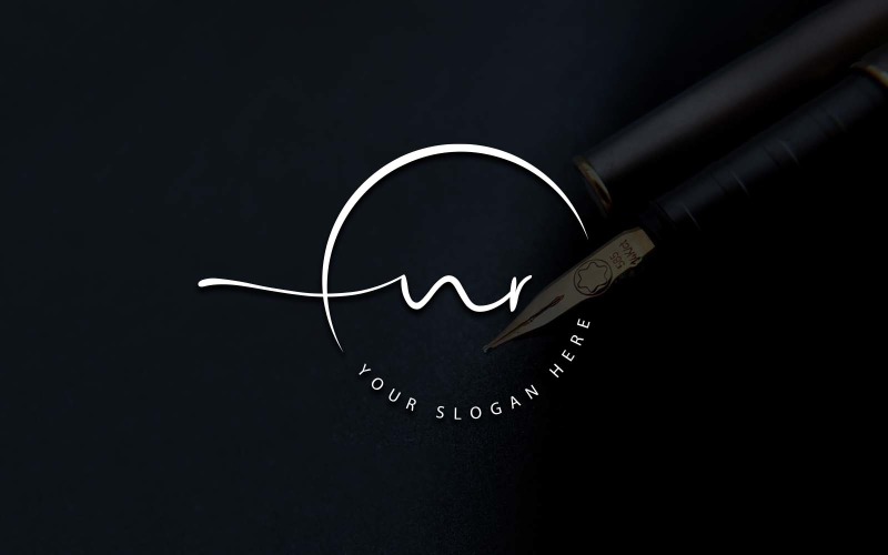 Calligraphy Studio Style NR Letter Logo Design Logo Template