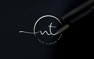 Calligraphy Studio Style NT Letter Logo Design