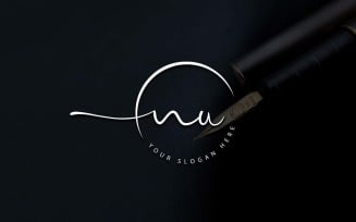 Calligraphy Studio Style NU Letter Logo Design