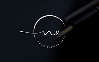 Calligraphy Studio Style NX Letter Logo Design