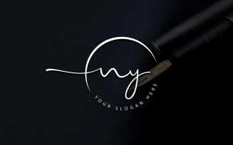 Calligraphy Studio Style NY Letter Logo Design