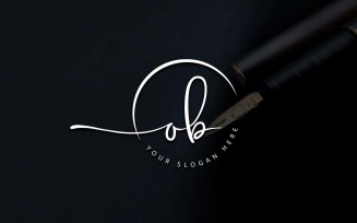 Calligraphy Studio Style OB Letter Logo Design