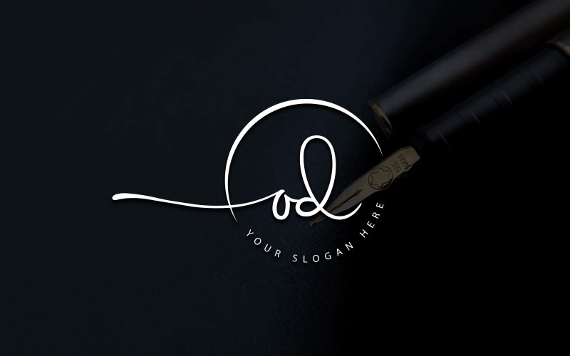 Calligraphy Studio Style OD Letter Logo Design Logo Template