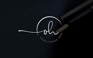 Calligraphy Studio Style OH Letter Logo Design