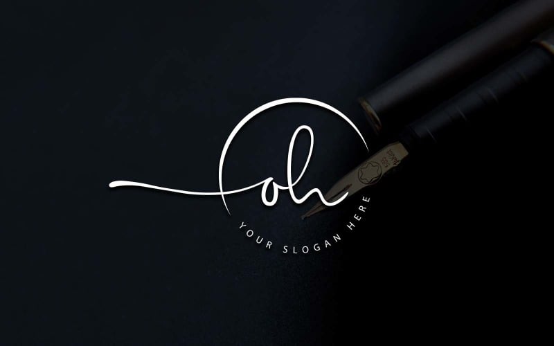 Calligraphy Studio Style OH Letter Logo Design Logo Template