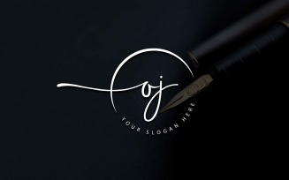 Calligraphy Studio Style OJ Letter Logo Design