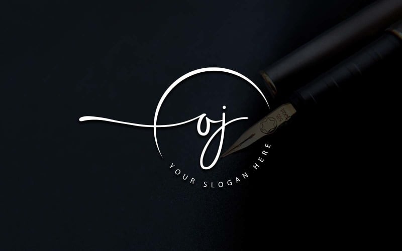 Calligraphy Studio Style OJ Letter Logo Design Logo Template