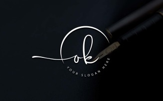 Calligraphy Studio Style OK Letter Logo Design