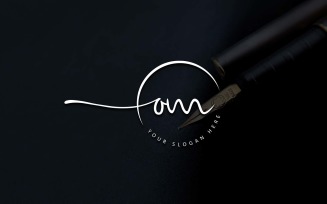 Calligraphy Studio Style OM Letter Logo Design