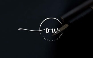 Calligraphy Studio Style OW Letter Logo Design