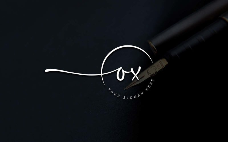 Calligraphy Studio Style OX Letter Logo Design Logo Template