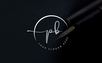 Calligraphy Studio Style PB Letter Logo Design