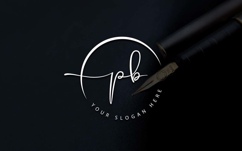 Calligraphy Studio Style PB Letter Logo Design Logo Template