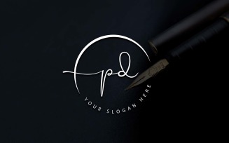Calligraphy Studio Style PD Letter Logo Design