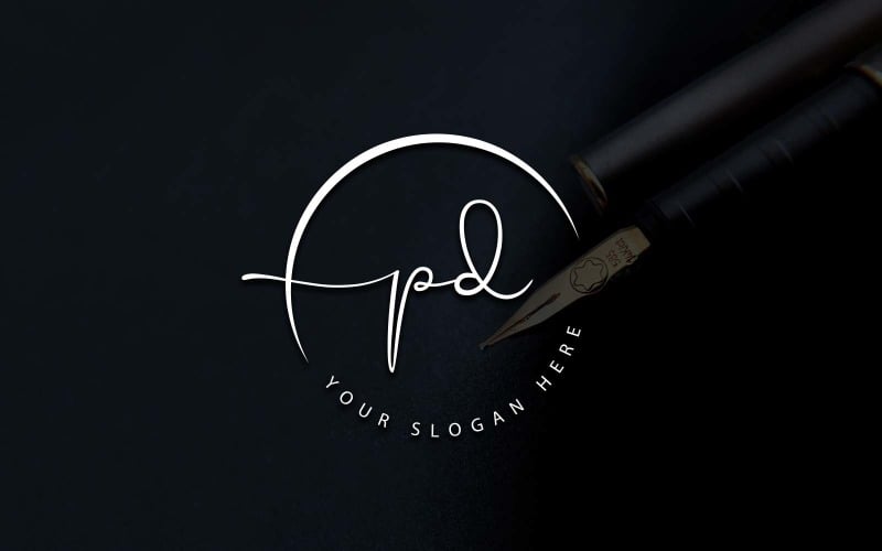 Calligraphy Studio Style PD Letter Logo Design Logo Template