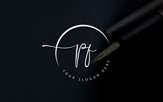 Calligraphy Studio Style PF Letter Logo Design