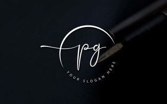 Calligraphy Studio Style PG Letter Logo Design