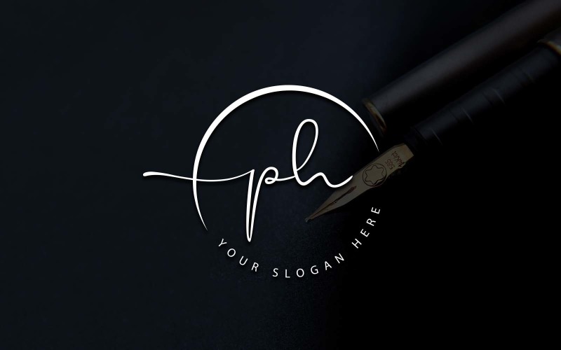Calligraphy Studio Style PH Letter Logo Design Logo Template