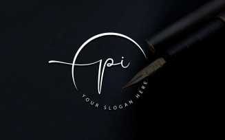 Calligraphy Studio Style PI Letter Logo Design