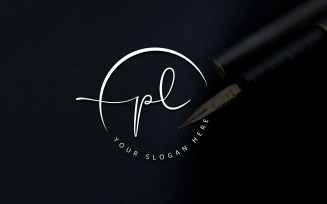 Calligraphy Studio Style PL Letter Logo Design