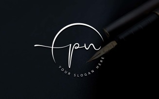 Calligraphy Studio Style PN Letter Logo Design