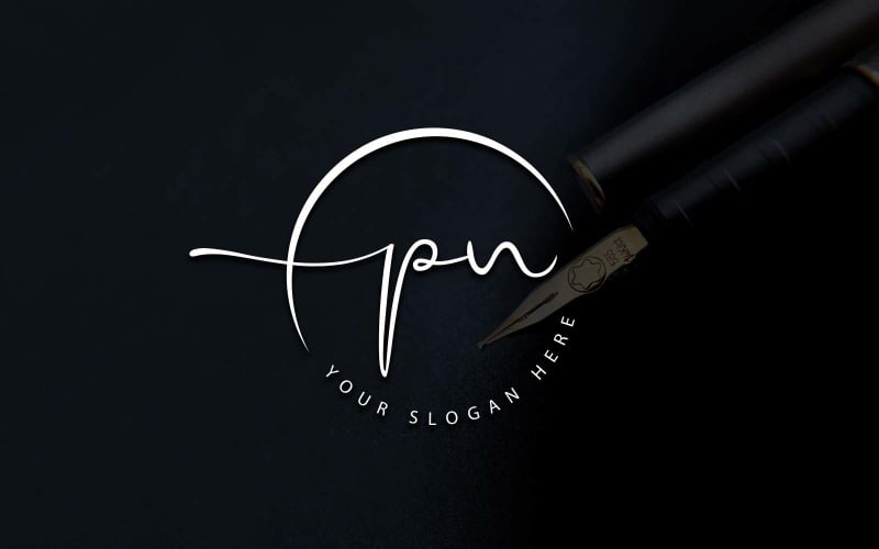 Calligraphy Studio Style PN Letter Logo Design Logo Template